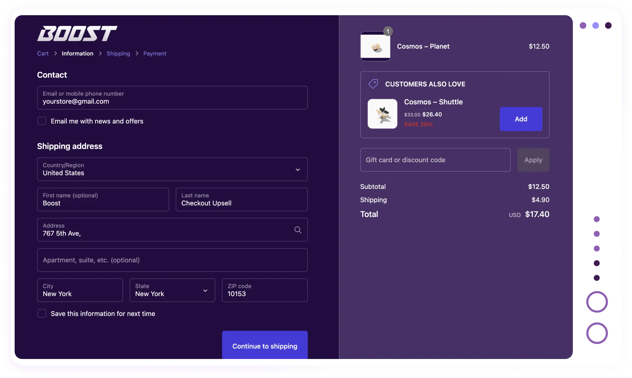 Mockup showing the checkout upsell in action.